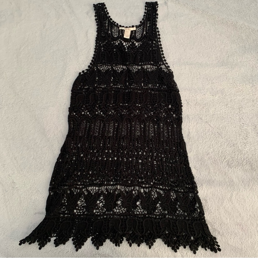 Black Crochet Swim Cover Up